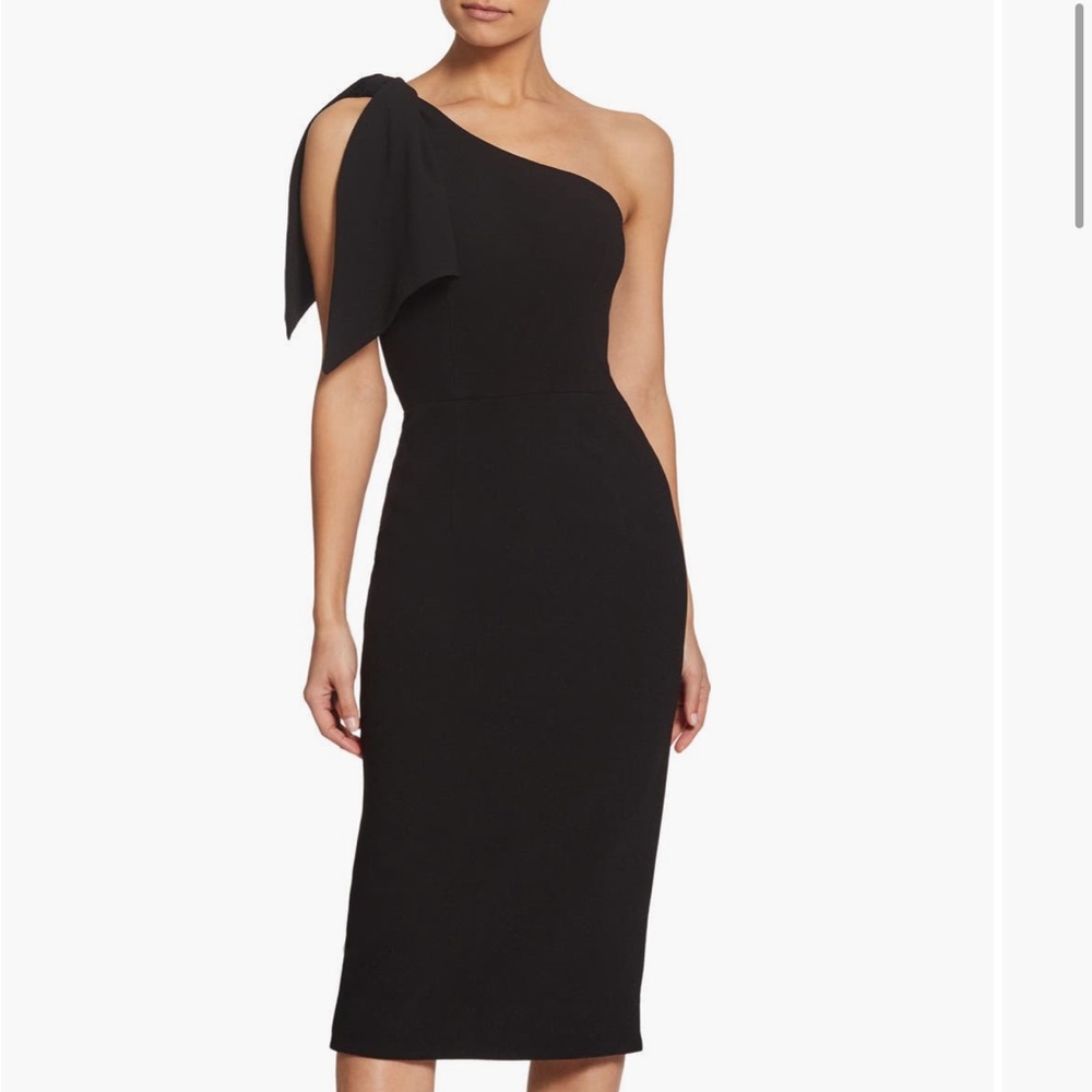 Dress the Population Black One-Shoulder Midi Dress